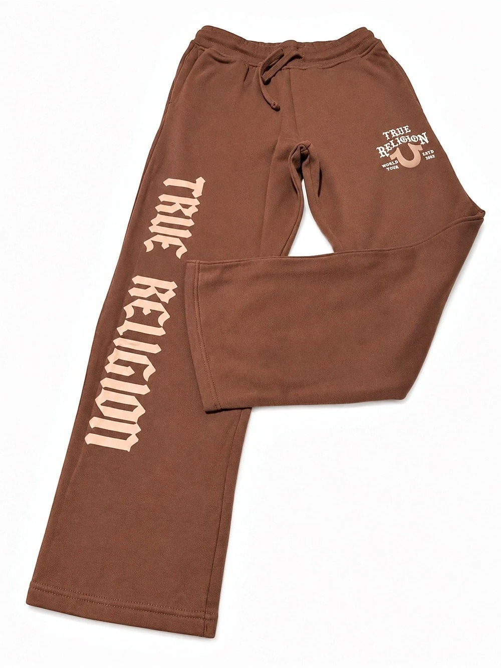 True Religion Gothic Logo Flare Sweatpant Brown Large NWT